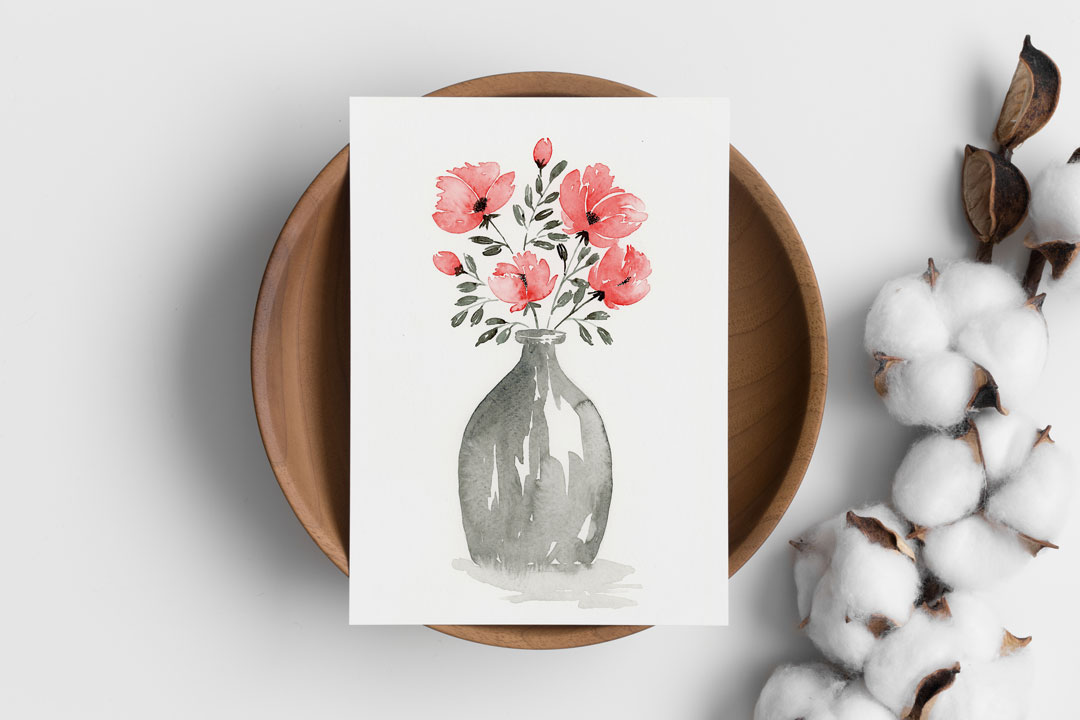 Bouquet au vase gris