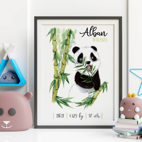 Interior kids room wallpaper/Mockup posters in child room interi Affiche de naissance - P'tit panda