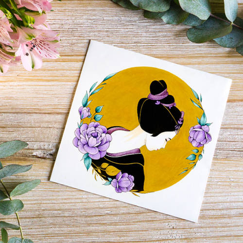 Carte - La geisha aux pivoines