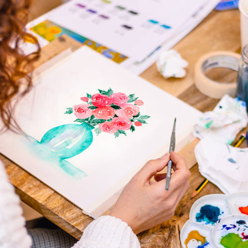 Bouquet fleuri à l'aquarelle