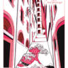 Illustration Lyon Praline Croix-Rousse Illustration de la Croix-Rousse à Lyon, collection Lyon Praline, avec une vague rose style japonais déferlant dans une ruelle typique et des bâtiments aux tons roses