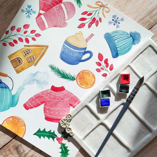 Atelier aquarelle inspiration hiver_couv 2027.01 | GOÛTER AQUARELLE Ambiance d'hiver