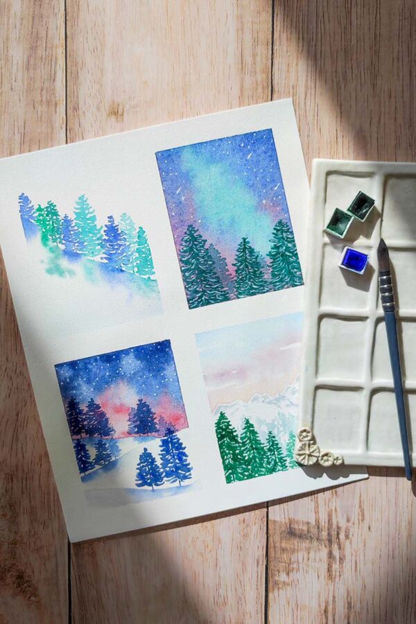2027.01 | AQUARELLE Mini-paysages d'hiver
