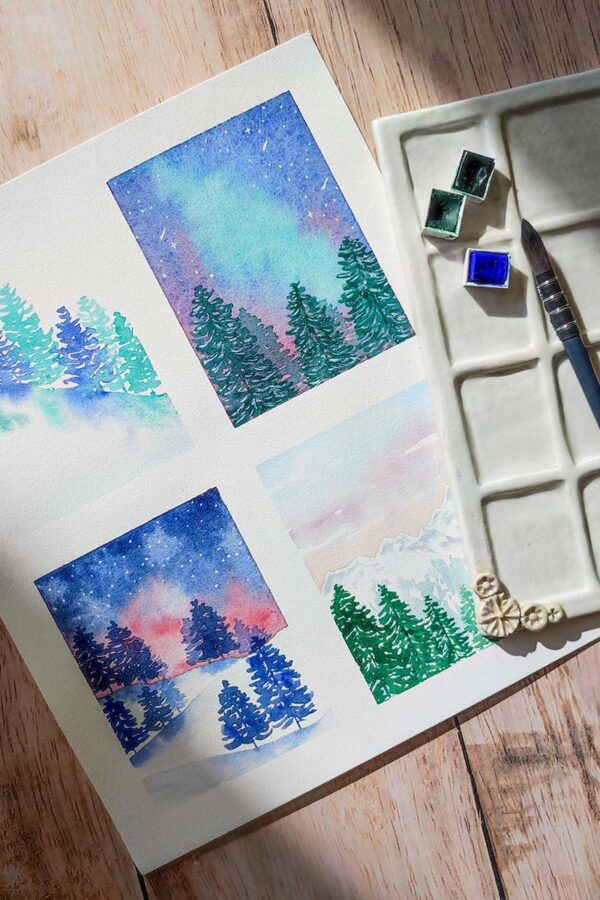 2027.01 | AQUARELLE Mini-paysages d'hiver