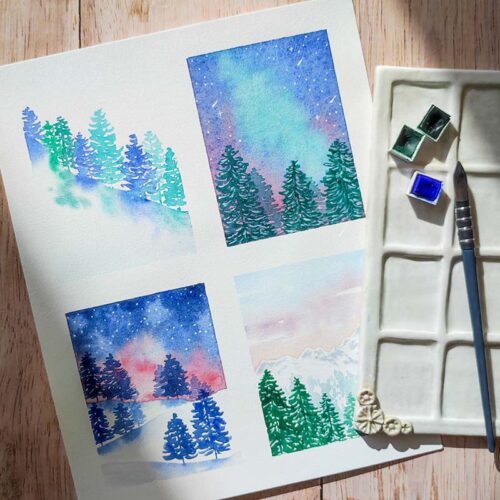 2027.01 | AQUARELLE Mini-paysages d'hiver
