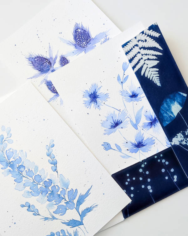 Stage cyanotype aquarelle 3 Stage créatif "Herbier poétique autour du bleu"