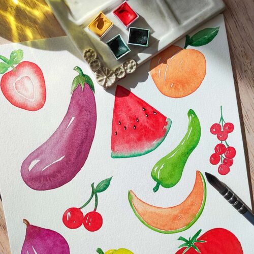 2027.06 | GOÛTER AQUARELLE Fruits et légumes de saison