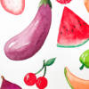 Fruits et légumes de saison à l'aquarelle