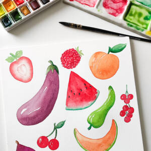 Doodling créatif : fruits et légumes de saison à l'aquarelle | Villefranche