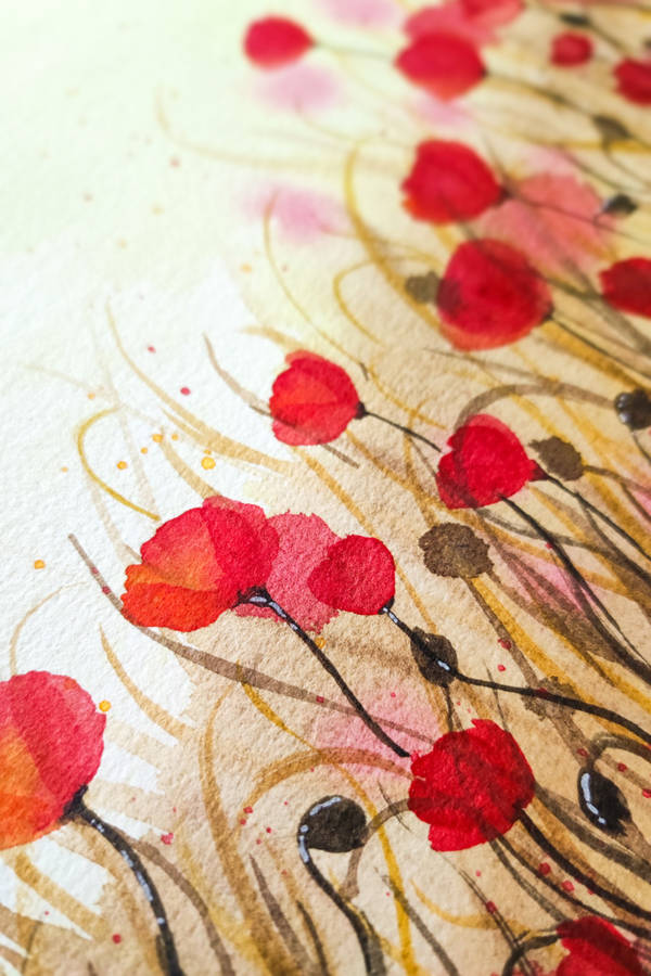 Atelier champ de coquelicots 2 Champ de coquelicots à l'aquarelle