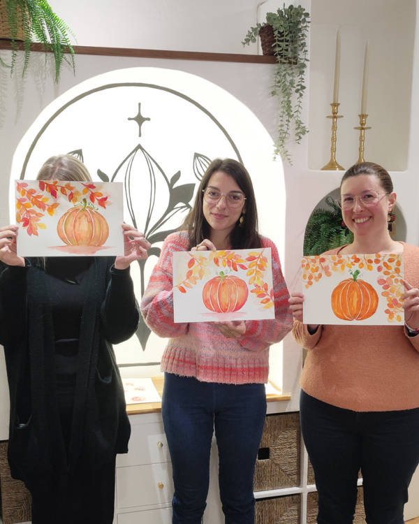 Atelier citrouille Citrouille et couleurs d'automne à l'aquarelle