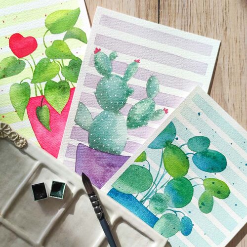Atelier aquarelle jolies plantes_couv 2027.08 | AQUARELLE Jolies plantes en pot