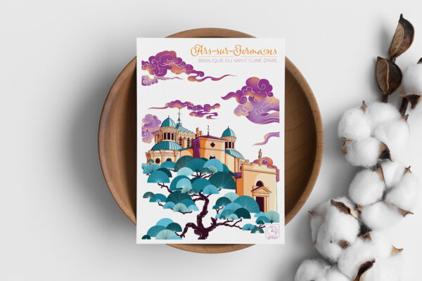 Carte illustrée Ars sur Formans Beaujolais Dombes 1 Carte - Couleurs beaujolaises | Ars-sur-Formans