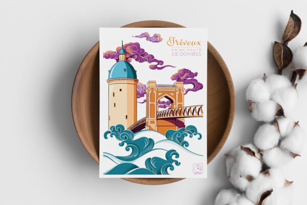 Carte illustrée Trévoux Beaujolais Dombes Saone 1 Carte - Couleurs beaujolaises | Trévoux