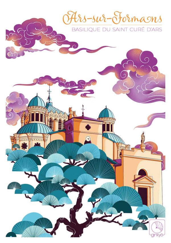 Illustration Ars sur Formans Beaujolais Dombes Carte - Couleurs beaujolaises | Ars-sur-Formans