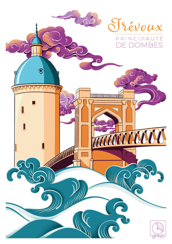 Illustration Trévoux Beaujolais Dombes Saone Carte - Couleurs beaujolaises | Trévoux