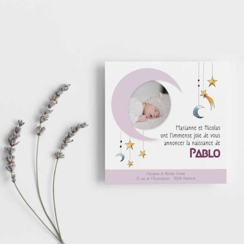 Invitation square card mockup with a lavender.