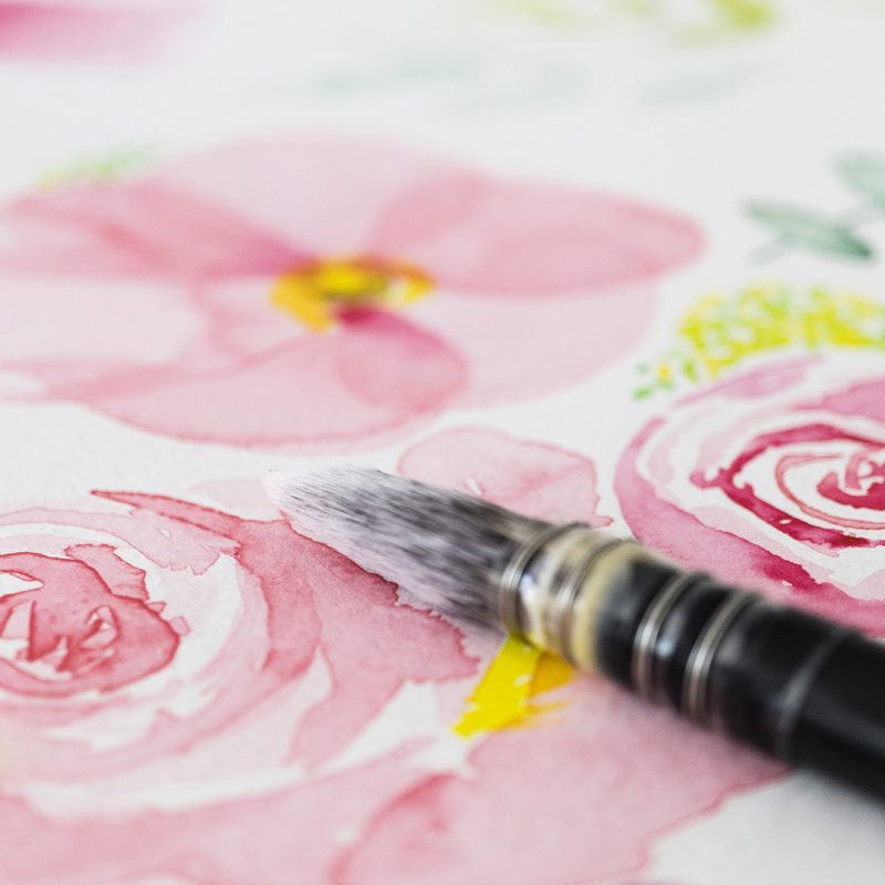 Fleurs aquarelle carré